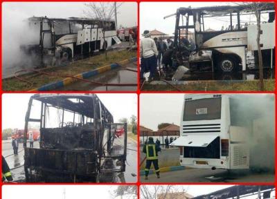 آتش سوزی در اتوبوس مسافربری یزد - زاهدان